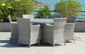 Bridgetown 6 Seater Round Rattan and Polywood Grey Garden Dining Set 150cm