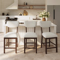 COLAMY AUREL Upholstered Counter Height Bar Stool - Brown / Set of 3
