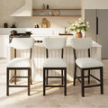 COLAMY AUREL Upholstered Counter Height Bar Stool - Black / Set of 3