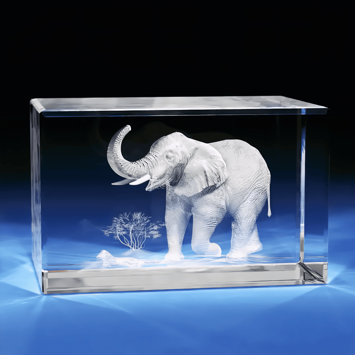 3D Memory Crystal™ - Tabletop - Rectangle - Elephant - Small