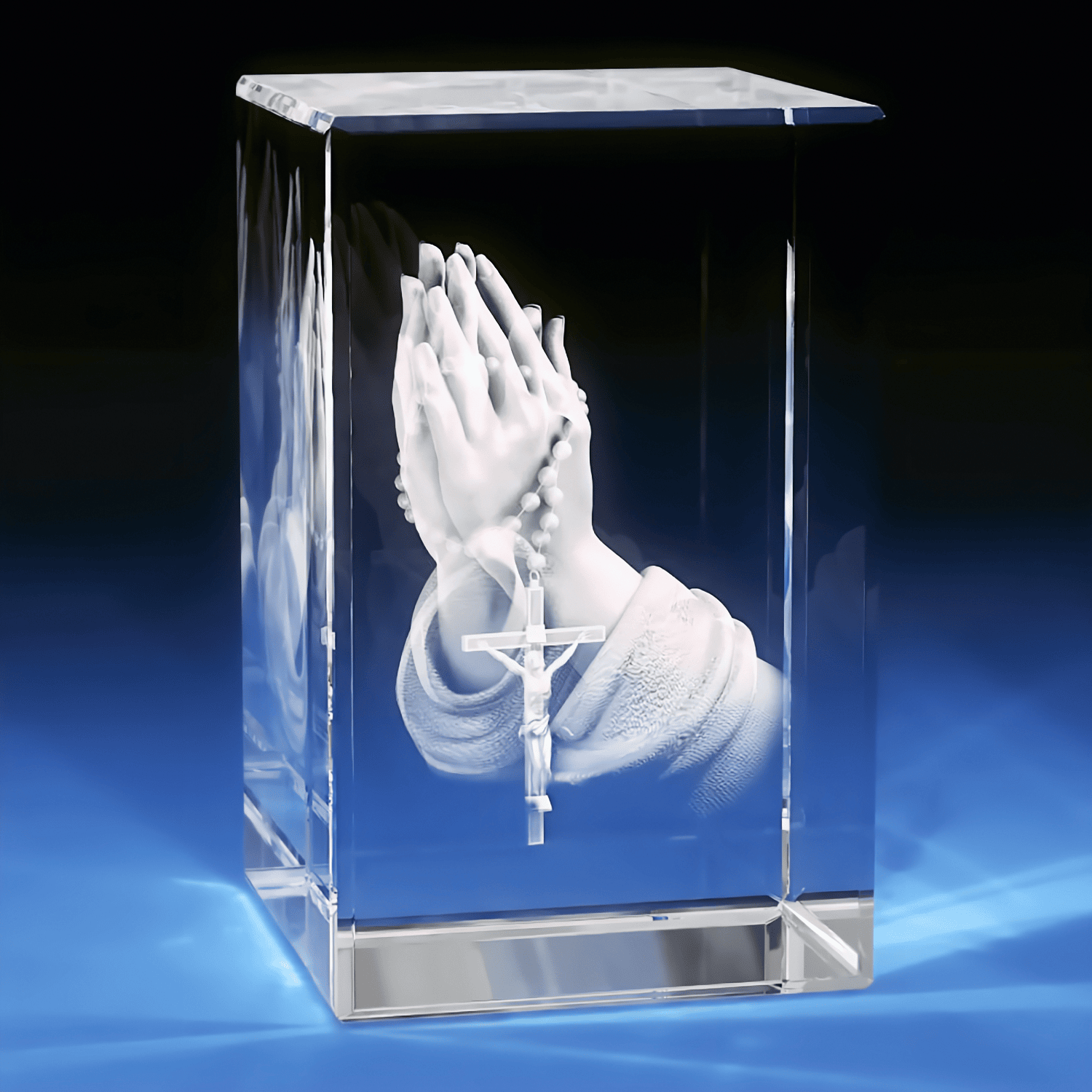 3D Memory Crystal™ - Tabletop - Rectangle - Praying Hands - XL