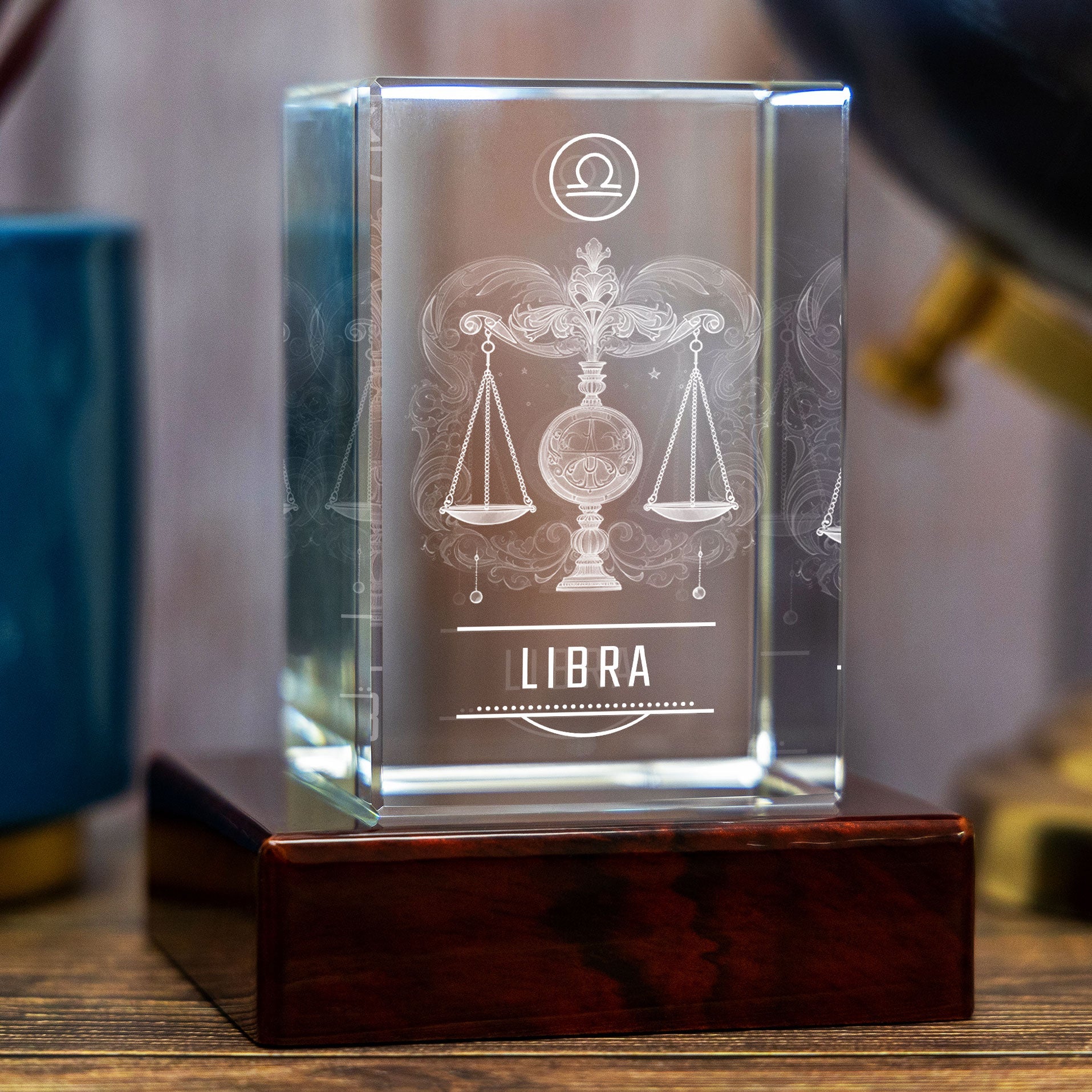 3D Memory Crystal™ - Tabletop - Rectangle - Zodiac - Libra - Large