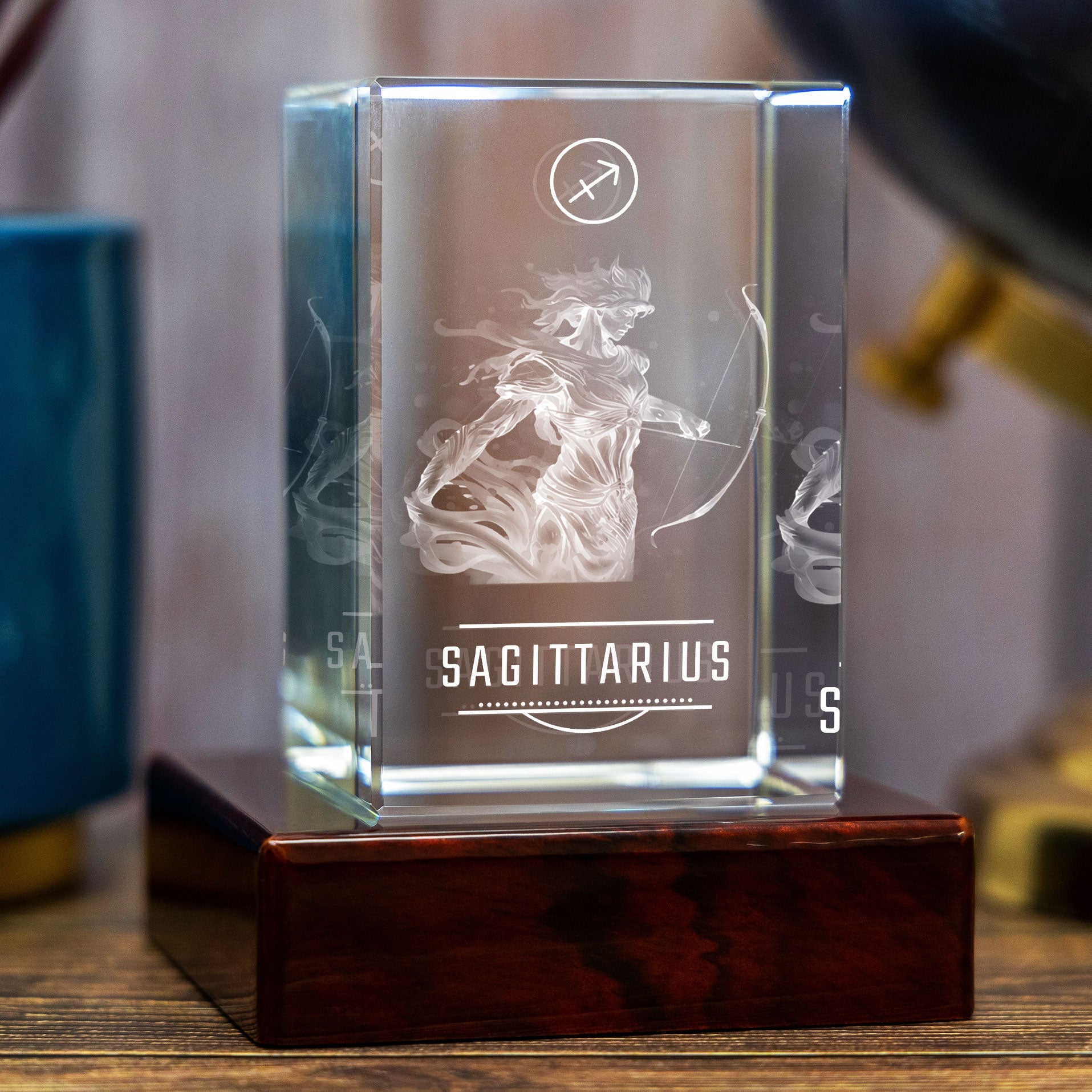 3D Memory Crystal™ - Tabletop - Rectangle - Zodiac - Sagittarius - Medium