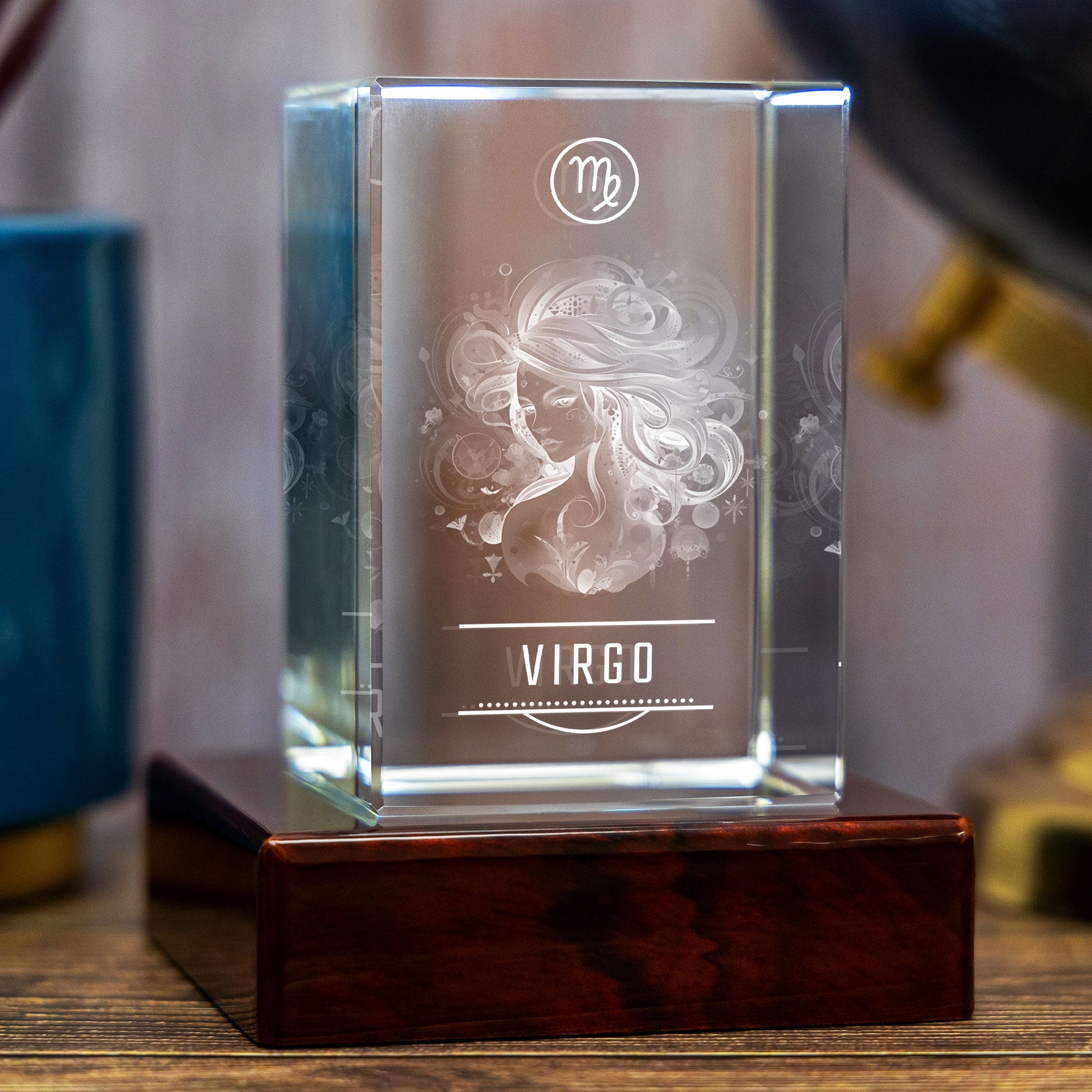 3D Memory Crystal™ - Tabletop - Rectangle - Zodiac - Virgo - Small