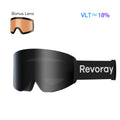 Passion M Pro Ski Goggles with Replacement Lens - Black Lens + Black Strap