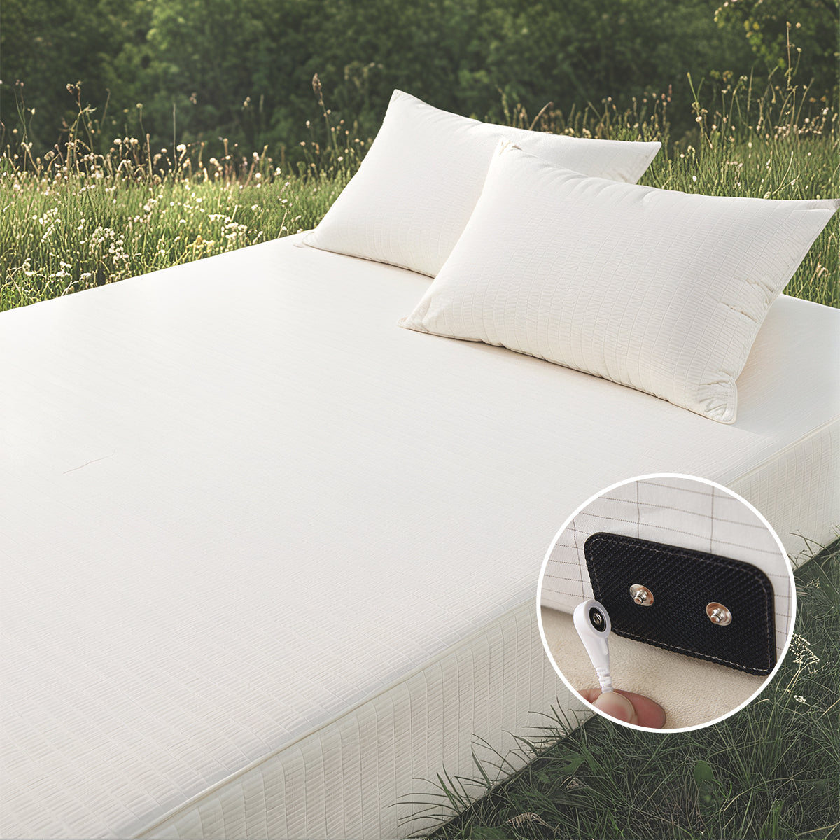 Bamboo Grounding Fitted Sheet - White / Cali-King