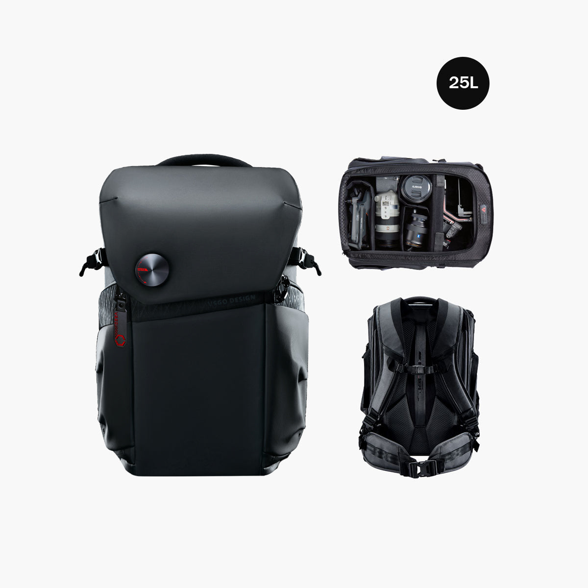 Black Snipe Pro Camera Backpack 25L - 25L(Full back access)