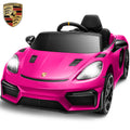 Porsche 718 12V Powered Ride on Toys, Kids Ride on Cars Sports Car with Remote Control, 4 Wheel Suspension, Bluetooth, Music, LED, Safety - Pink
