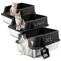 XL 3 Pack Black Stainless Steel Litter Box - Black / 22.9” x 15” x 10.3”