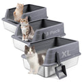 XL 3 Pack Dark Gray Stainless Steel Litter Box - Dark Gray / 22.9” x 15” x 10.3”