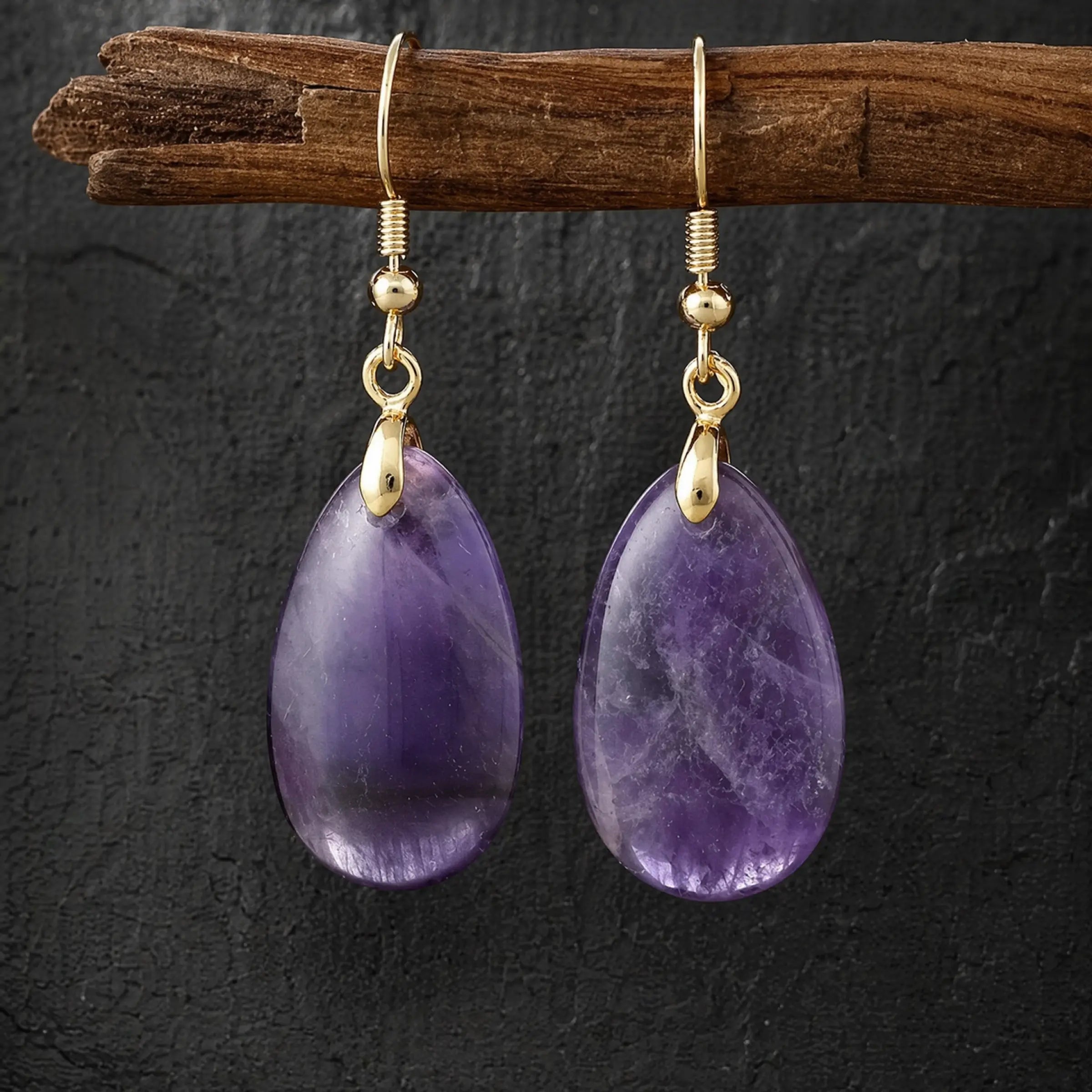 Inner Peace & Intuition – Amethyst Teardrop Earrings