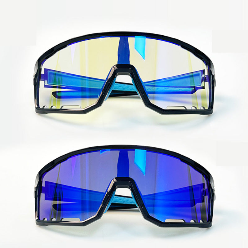 Cycling Glasses Vibel, Color Changing, Bonus Polarizer - Black frame blue lenses