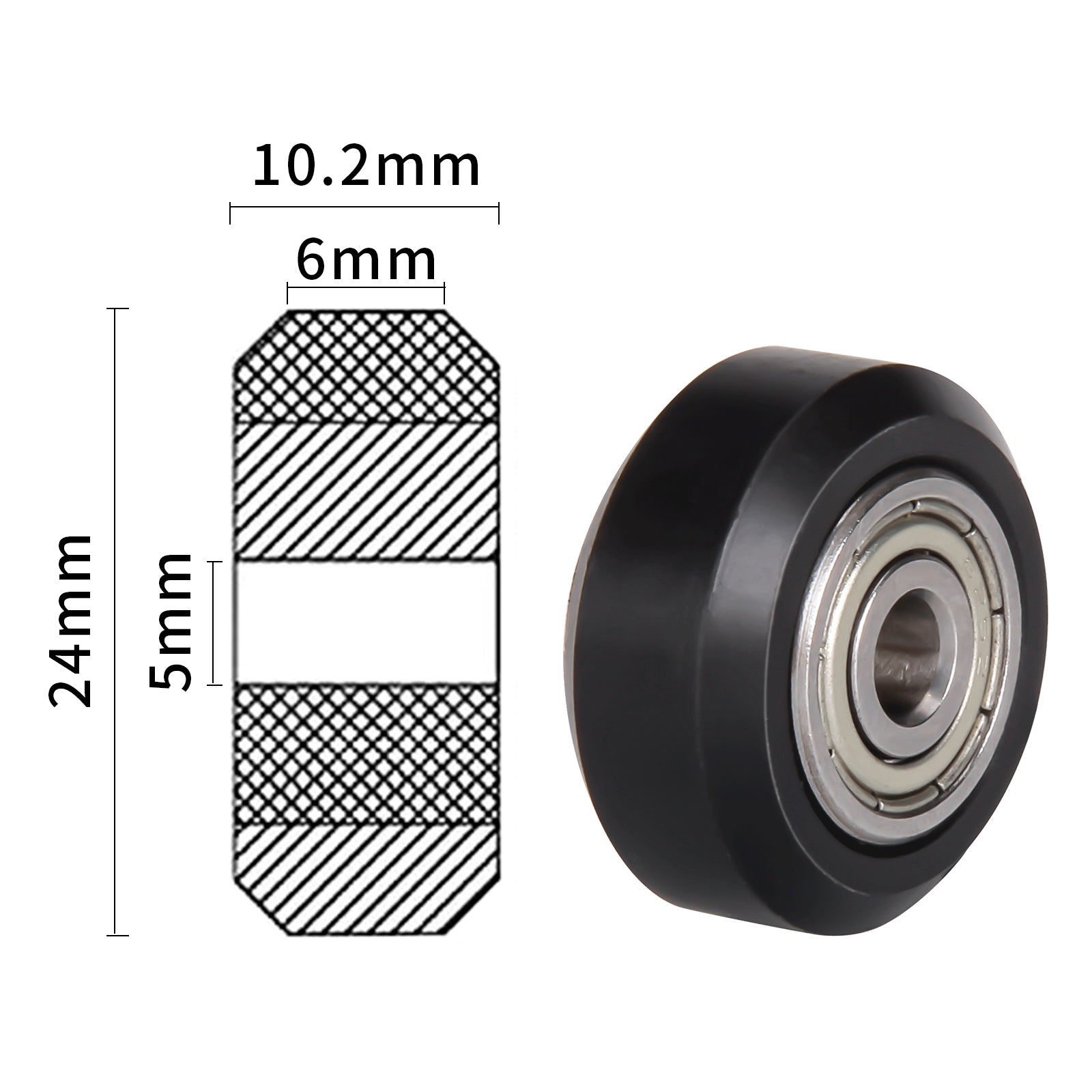 POM Plastic Pulley 3D Printer Wheels - Flat Wheel * 20PCS / US Warehouse