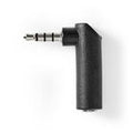 Nedis Stereo Audio Adapter | 3.5 mm Male | 3.5 mm Female | Nickel Plated | Angled 90° | Metal | Black | 10 pcs | Polybag