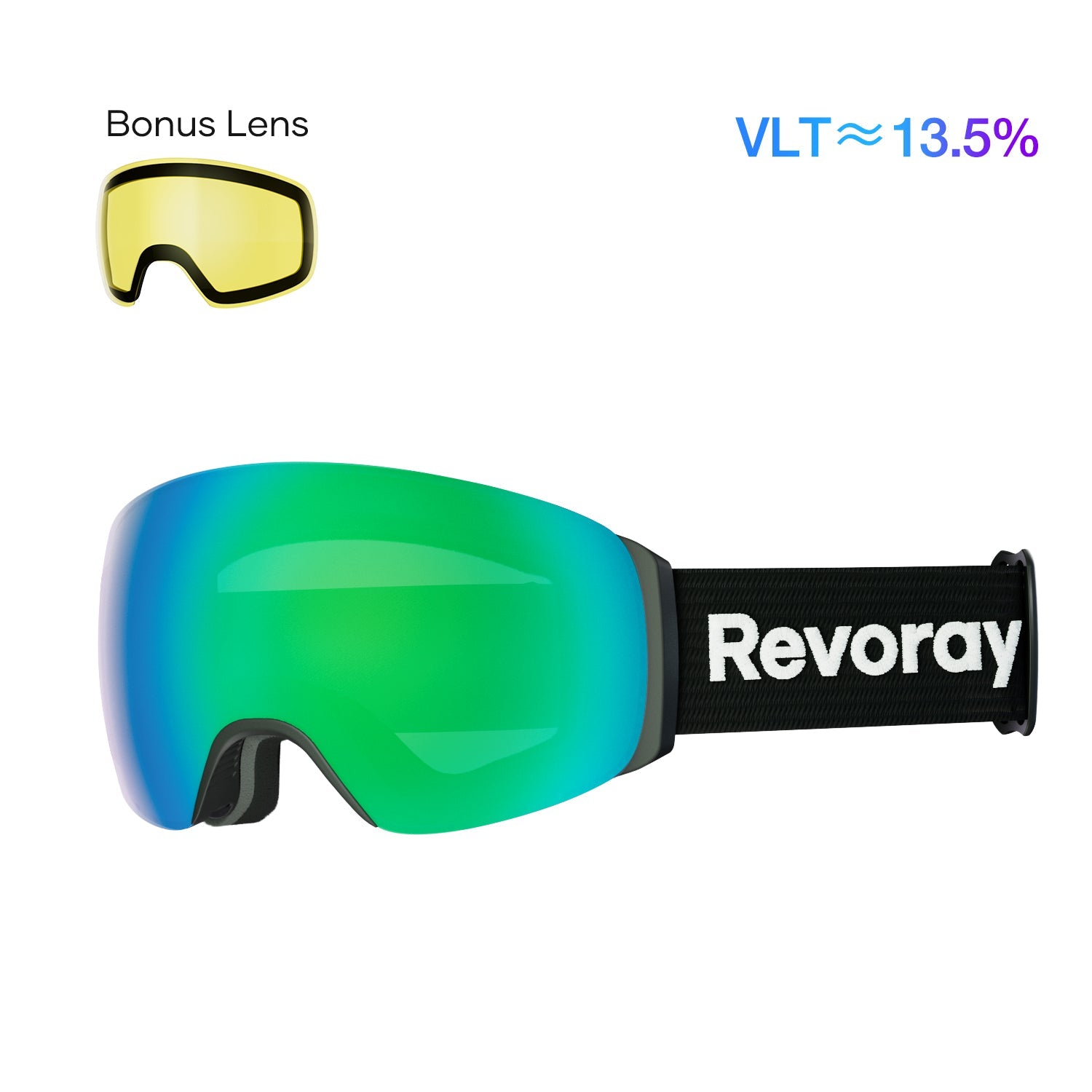Passion M3 Ski Goggles with Replacement Lens - Green Lens + Replacement Yellow Lens