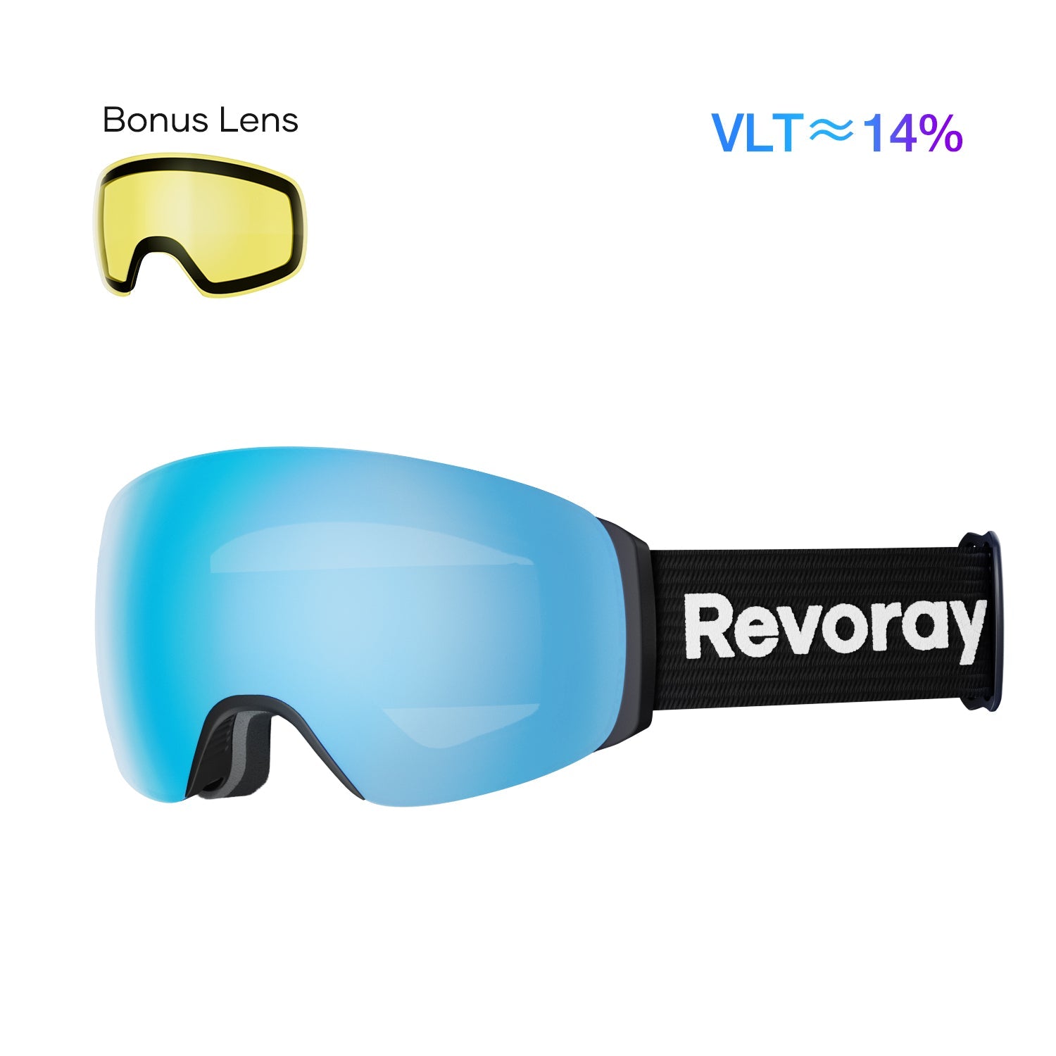 Passion M3 Ski Goggles with Replacement Lens - Sky Blue Lens + Replacement Yellow Lens