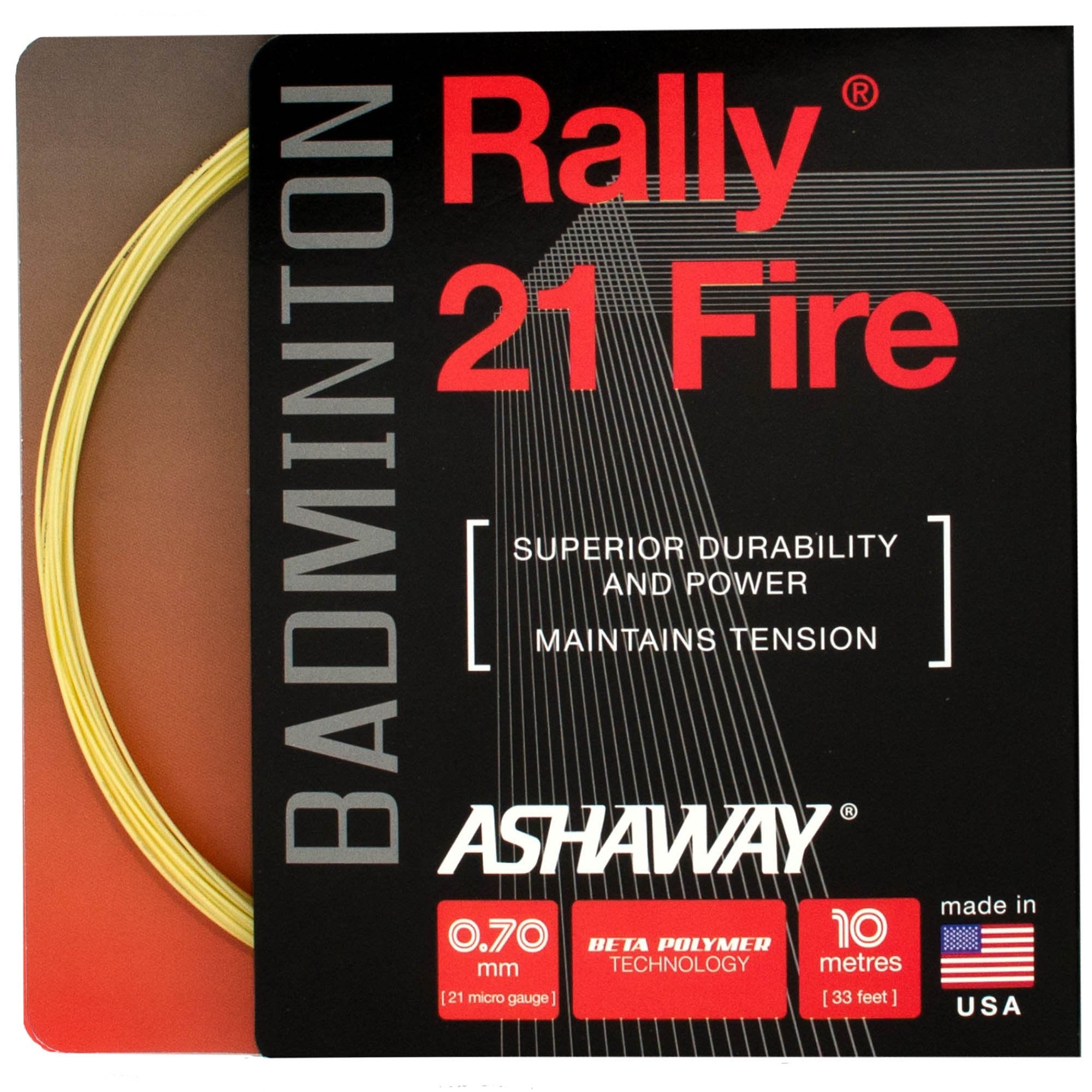 Ashaway Rally 21 Fire Badminton String Set - White
