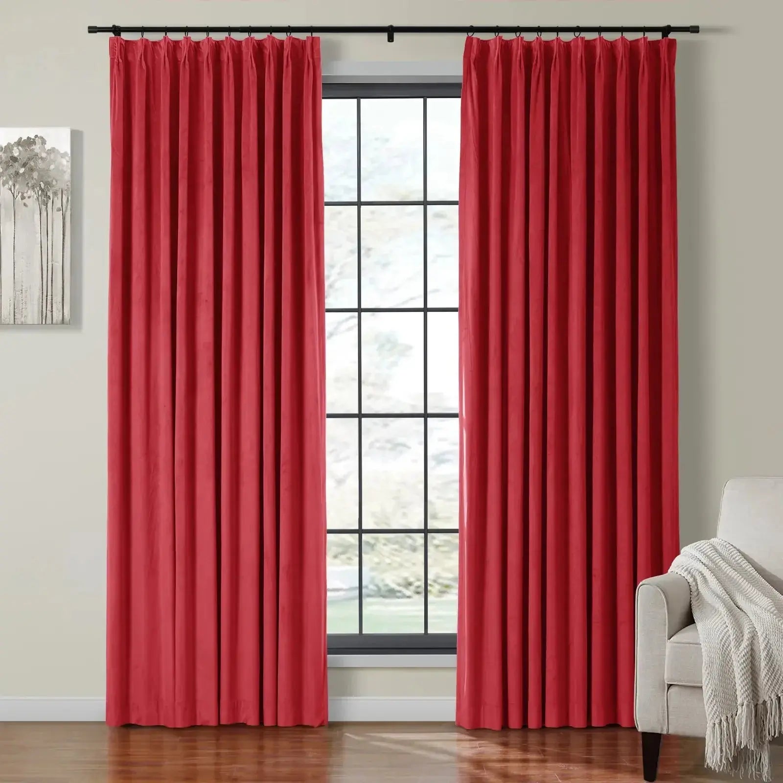 Velmor Velvet Drapes Pleated - Raspberry Red MJ11-43