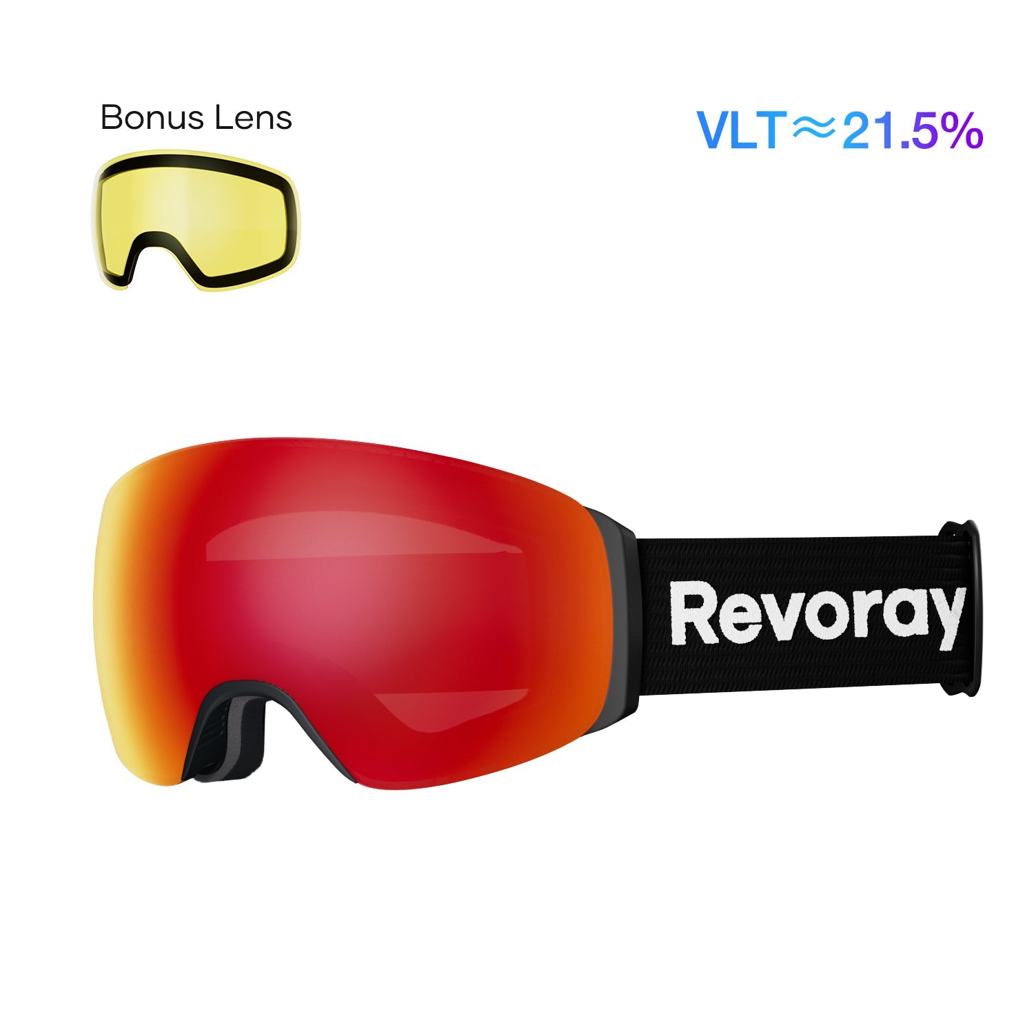 Passion M3 Ski Goggles with Replacement Lens - Red Lens + Replacement Yellow Lens