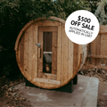 The Sweat Barrel (2-6 Person) - XL (6 Person) / Harvia 6kw KIP Built In Controls / Black Cedar Bevel Roof