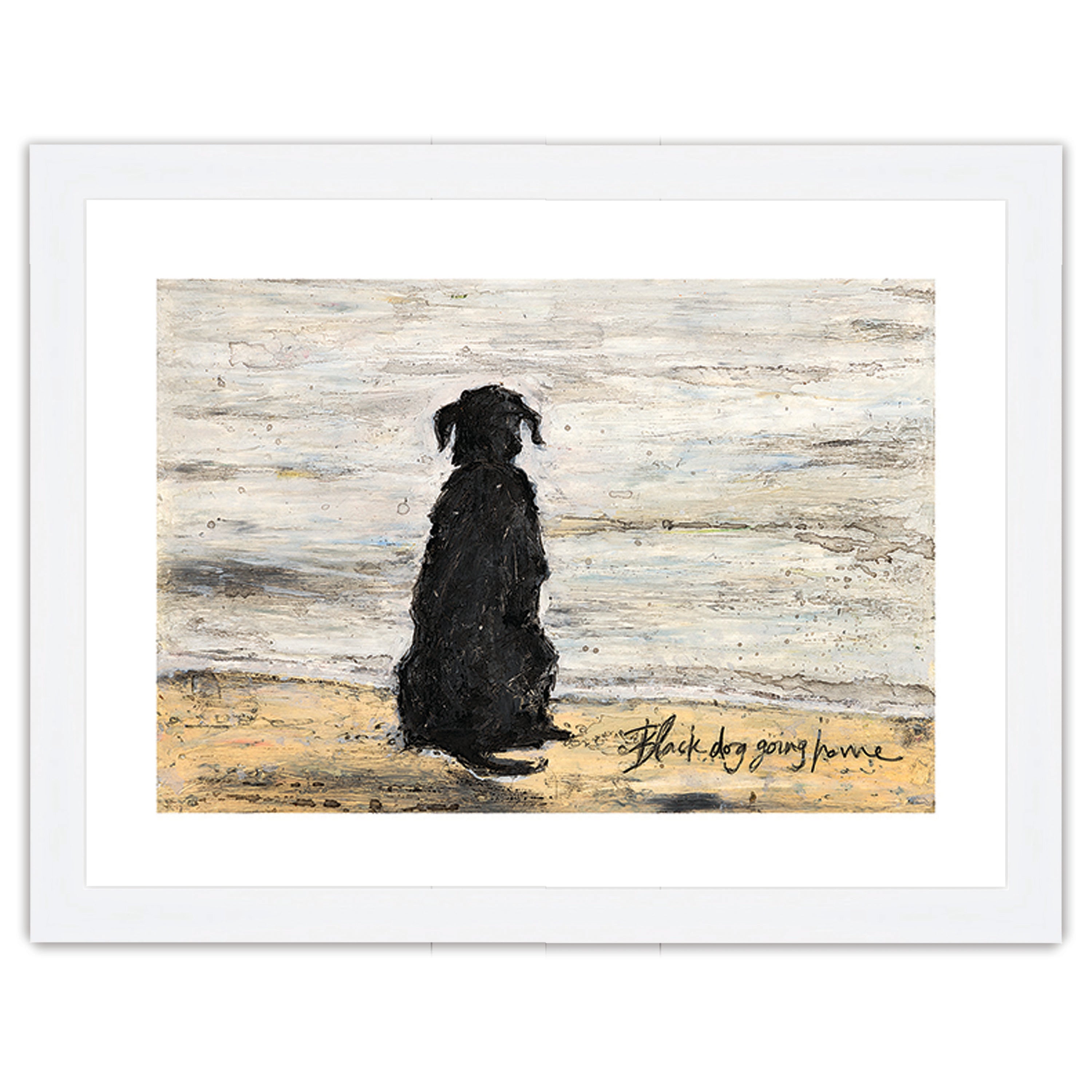 Black Dog Going Home - 30 x 40cm / None / White 22mm