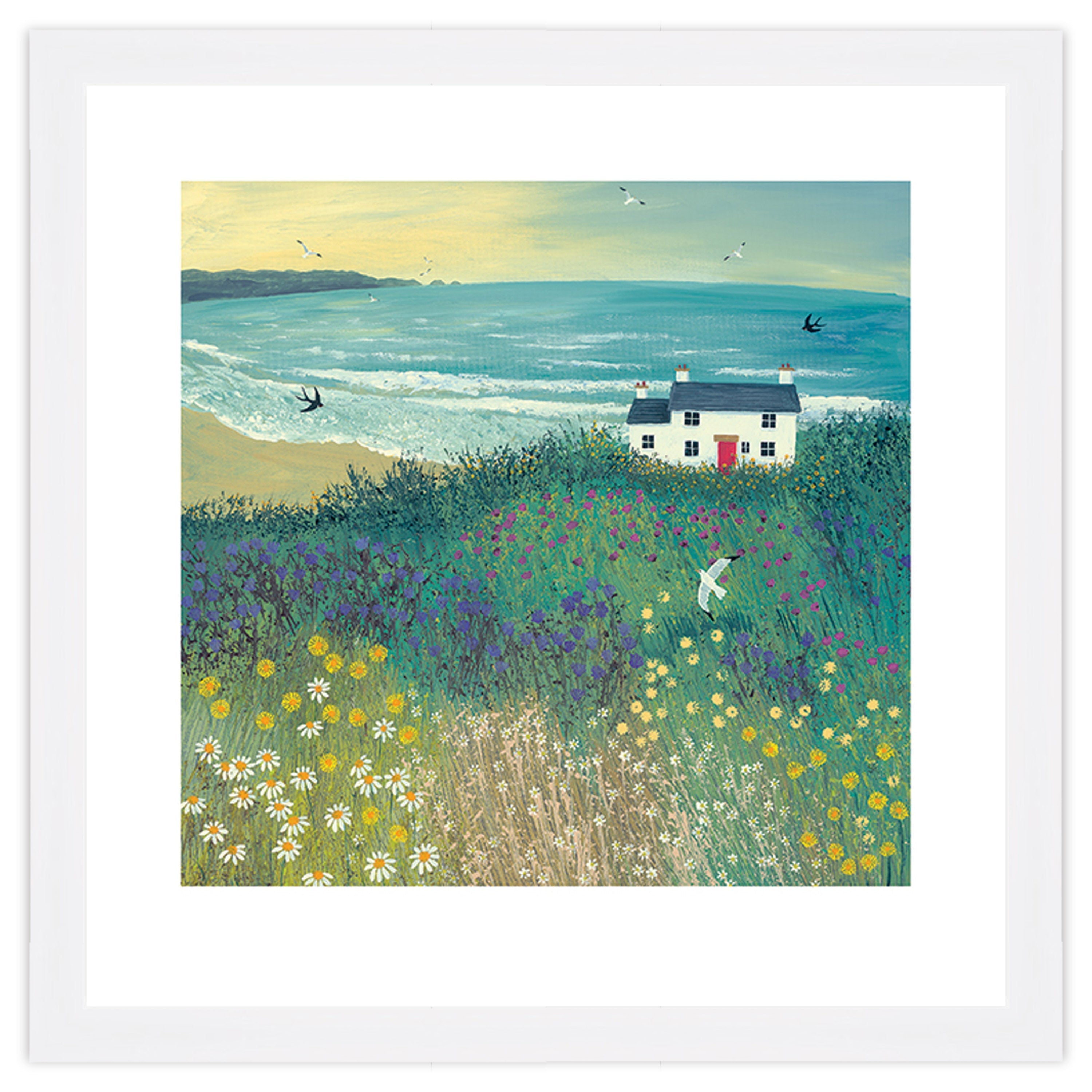 Cottage by Ocean Meadow - 40 x 40cm / None / White 22mm