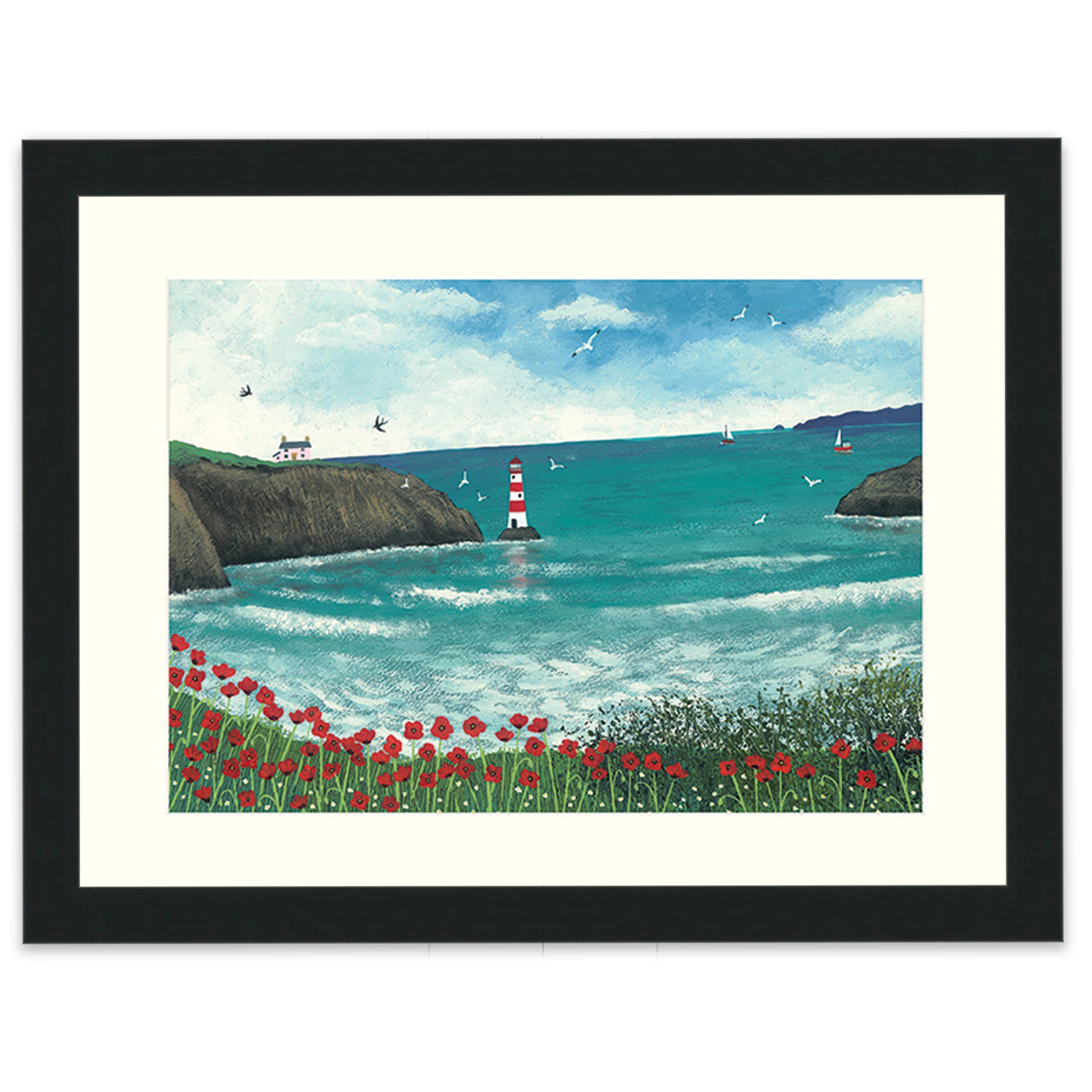 The Lighthouse at Poppy Bay - 30 x 40cm / Standard Ivory / Black 22mm