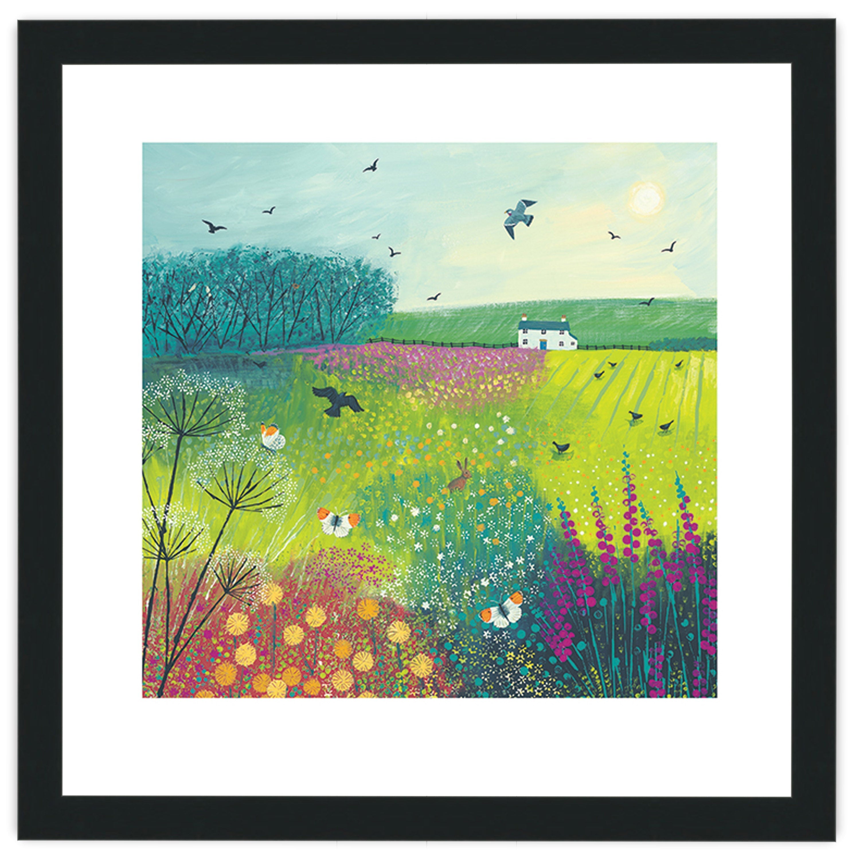 Midsummer Meadow - 40 x 40cm / None / Black 22mm