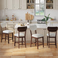COLAMY AUREL Upholstered Counter Height Bar Stool - Brown / Set of 4