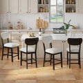 COLAMY AUREL Upholstered Counter Height Bar Stool - Black / Set of 4