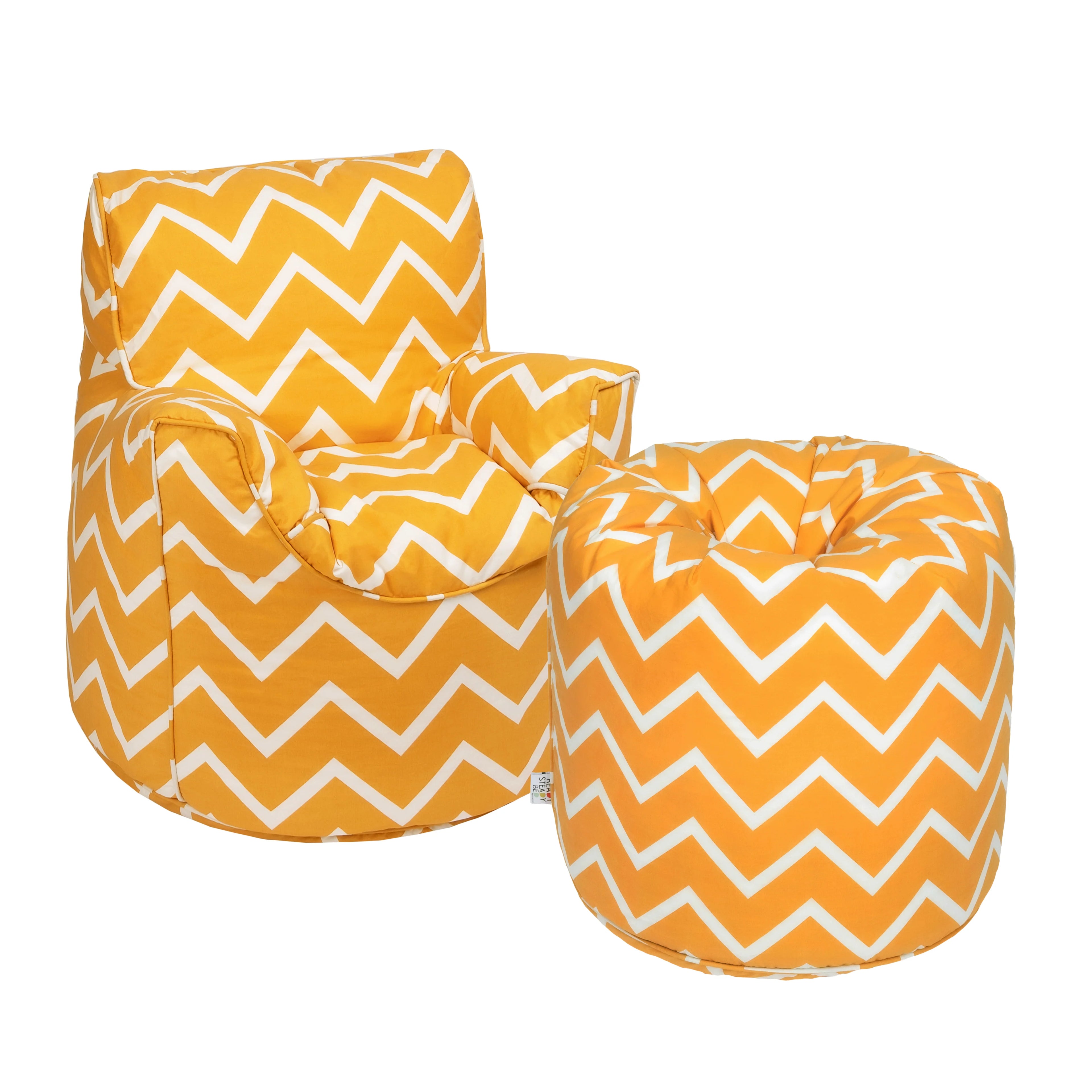 Kids Bean Bag Chair & Round Beanbag with Carry Handle - Zigzag
