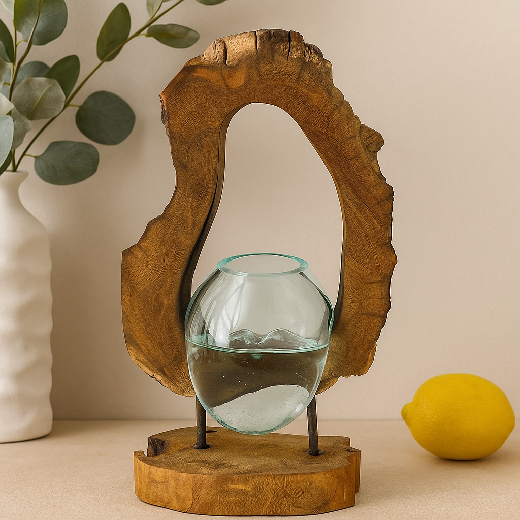 Hanging Glass Vase on Wood