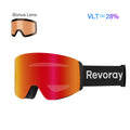 Passion M Pro Ski Goggles with Replacement Lens - Black Strap + Red Lens
