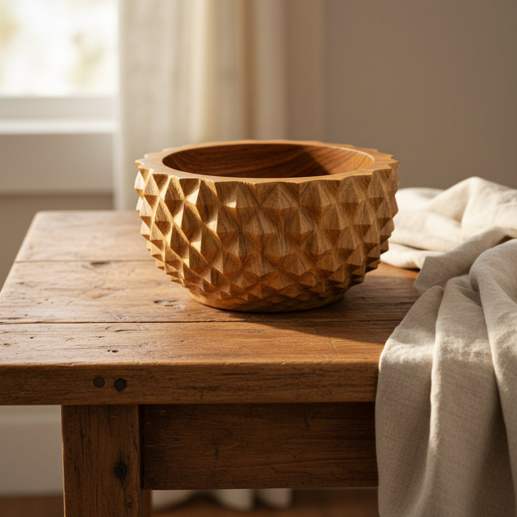 Pineapple Teak Wood Bowl
