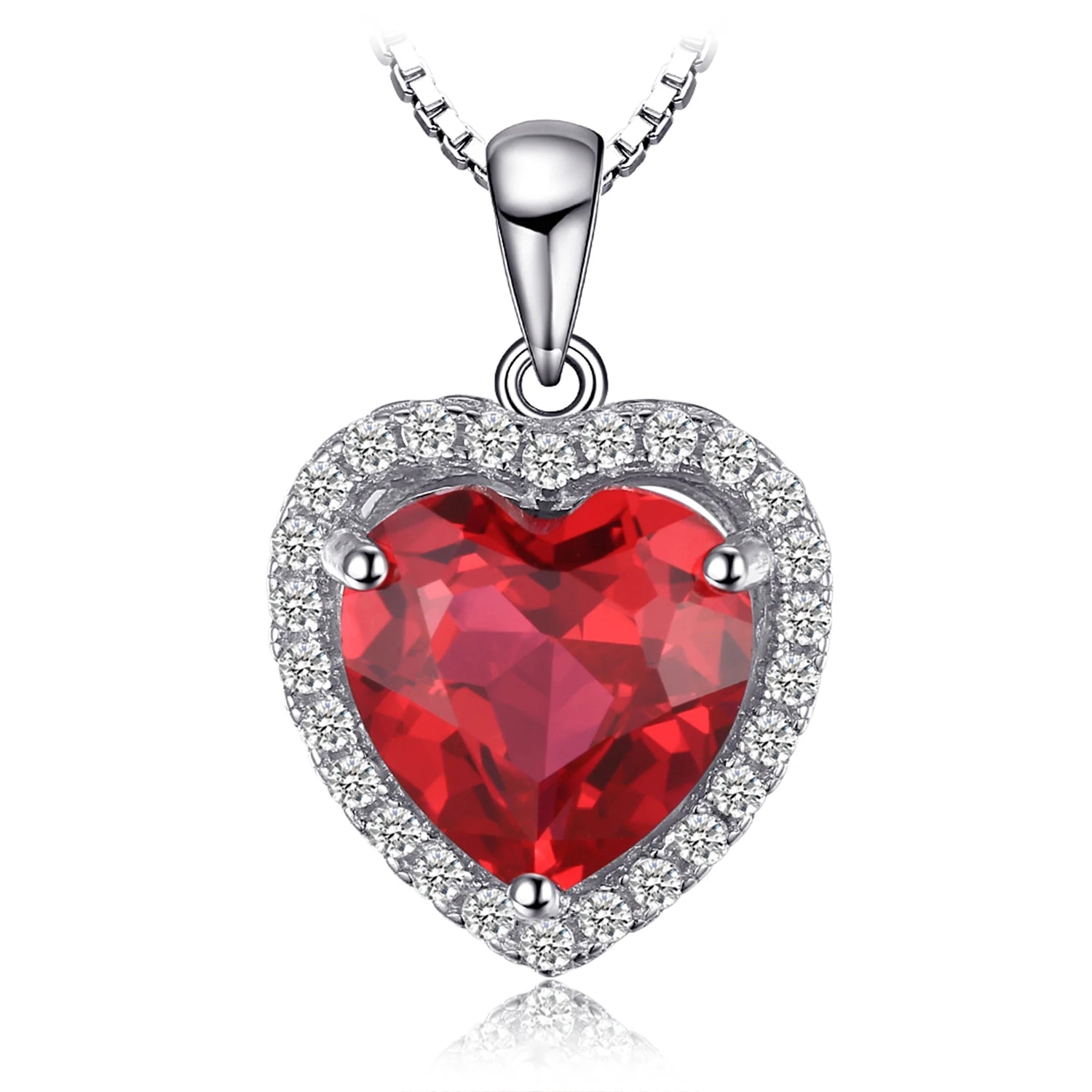 Exquisite Heart Love 3.6Ct Created Ruby Pendant Necklace in 925 Sterling Silver for Women – A Perfect Gift for Any Occasion - 925 Sterling Silver
