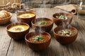Varnished Wood Bowl - 6 pcs