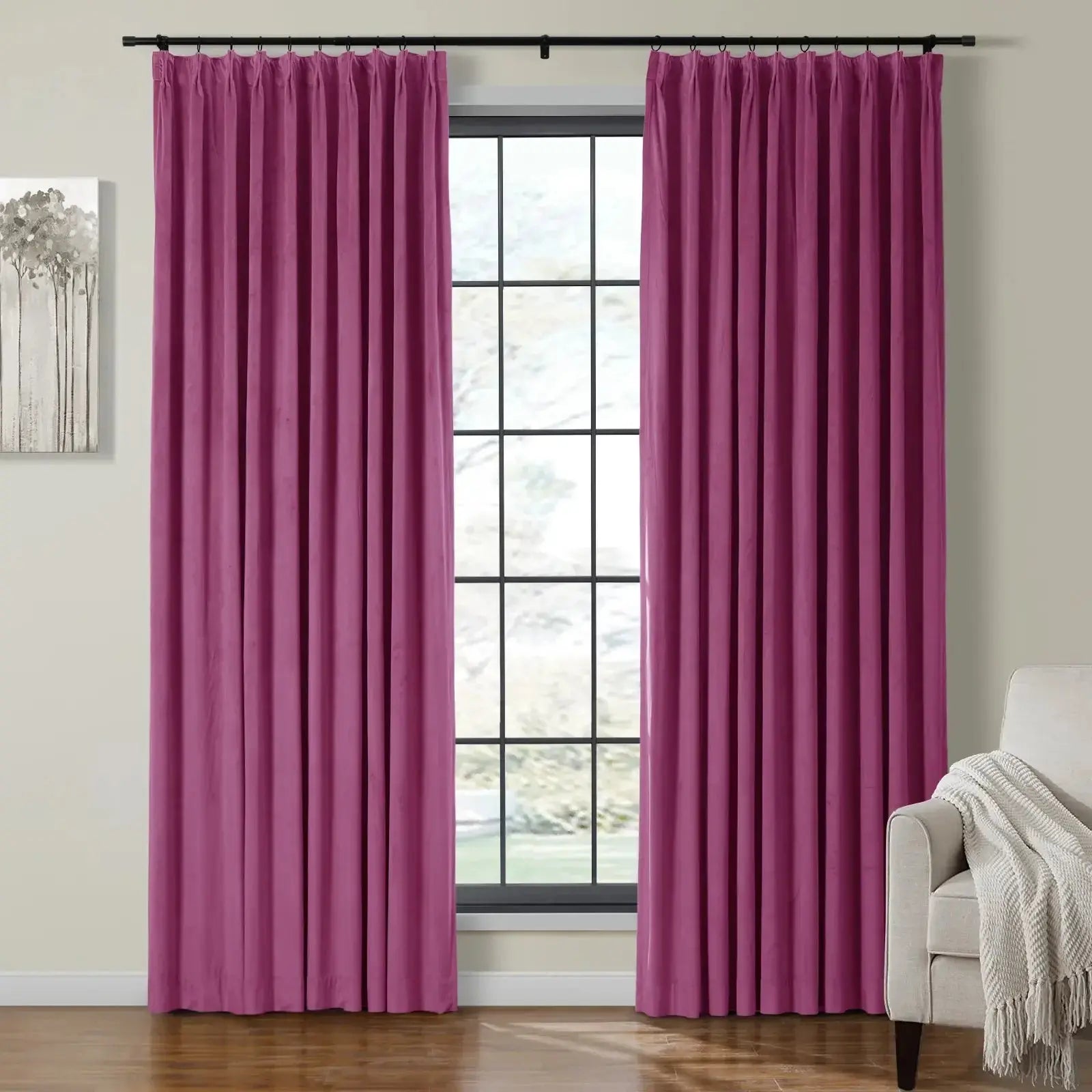 Velmor Velvet Drapes Pleated - Purple MJ11-51