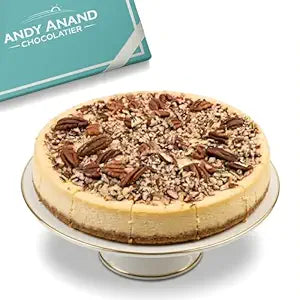 Andy Anand Caramel Pecan Cheesecake, 9-Inch, 2.8 lb – Freshly Baked, Real California Cream Cheese, No Preservatives, Birthday & Holiday Gift