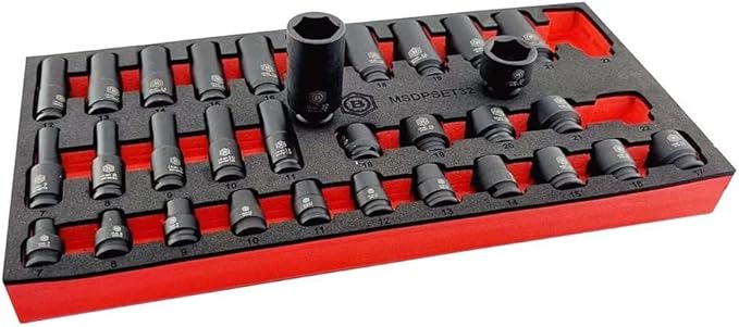 32pc Standard & Deep Impact Socket Set (6-Point) 7-22mm - 3/8" Drive
