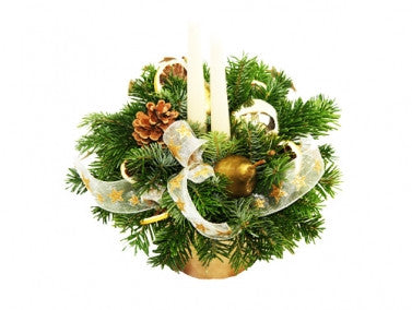 White and Gold Xmas Arrangement - Deluxe