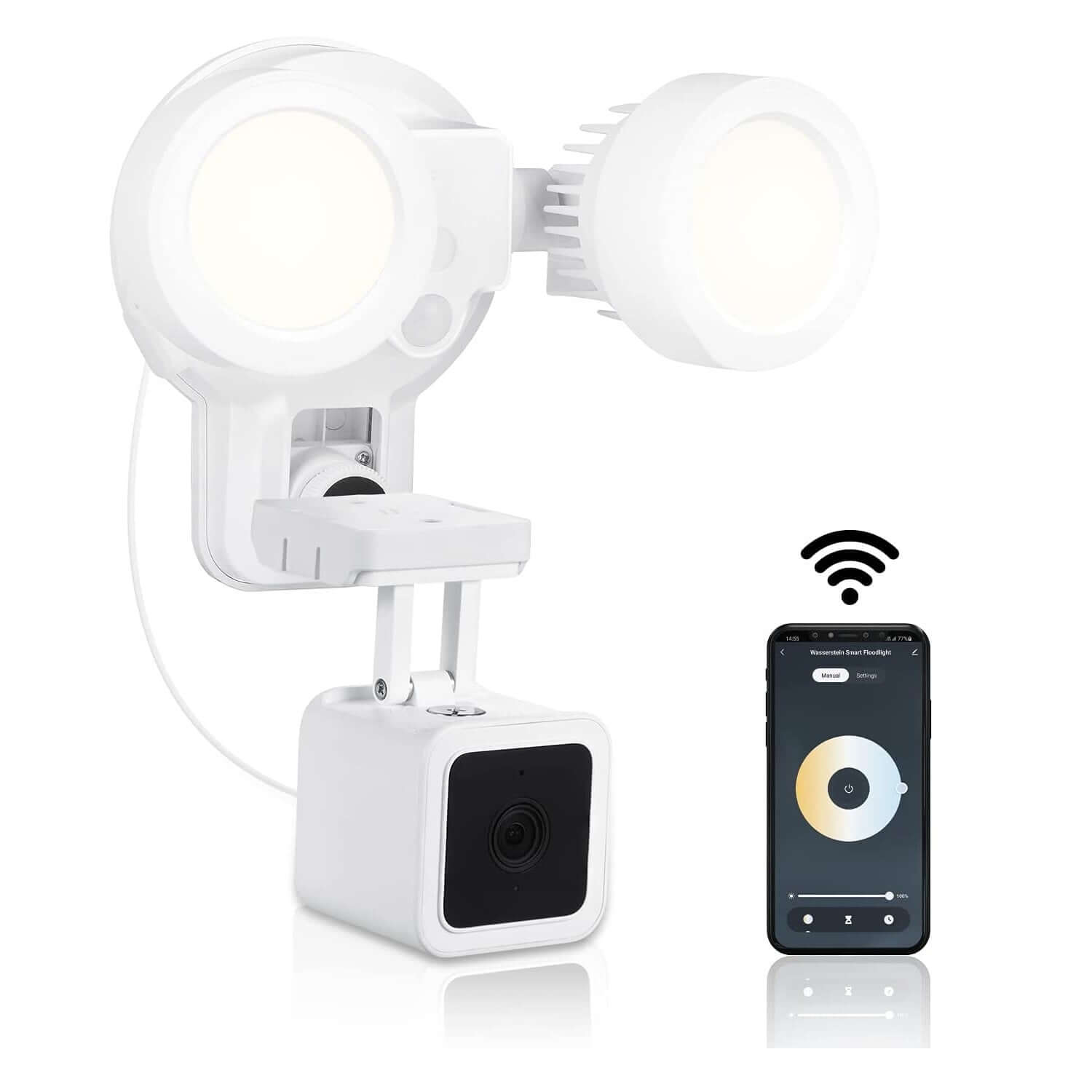 Wasserstein 3-in-1 Wired Smart Floodlight, Charger and Mount for Wyze Cam v3 | 1500 Lumens | Motion Detection & Timer