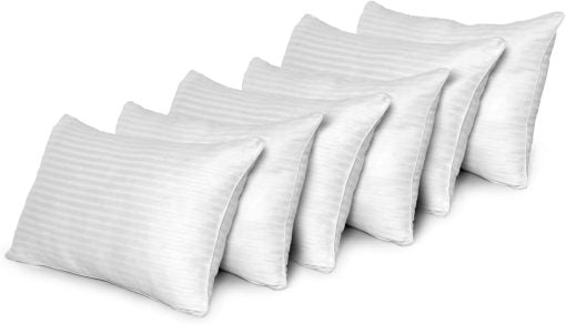 Hollowfibre Filled Satin Stripe Hotel Pillows - Pack of 6