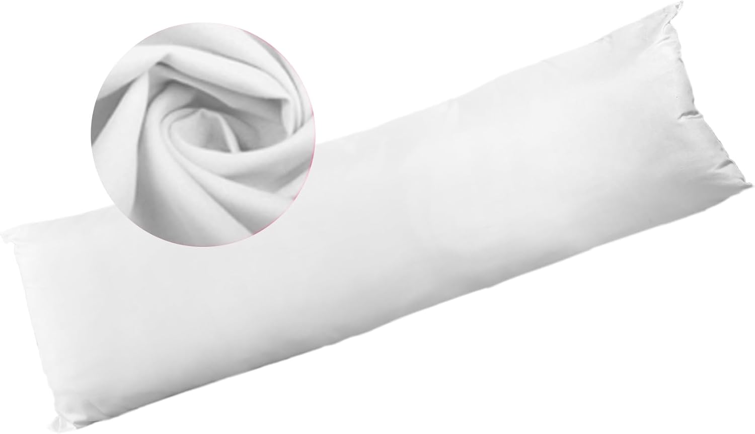 Bolster Pillow Hollowfibre Filled with Free Pillowcase - Super King / White
