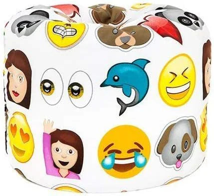 Bean Bag Chair Kids Bean Bags Printed Round Kiddies Beanbag with Carry Handle - Emoji