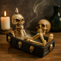 Backflow Incense Burner, Skeleton In Coffin