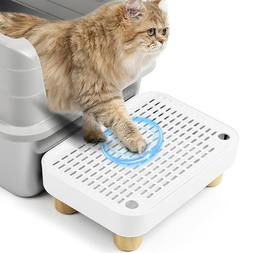 White Litter Box Step with Wooden Base - 11.8"x8"x3.6"
