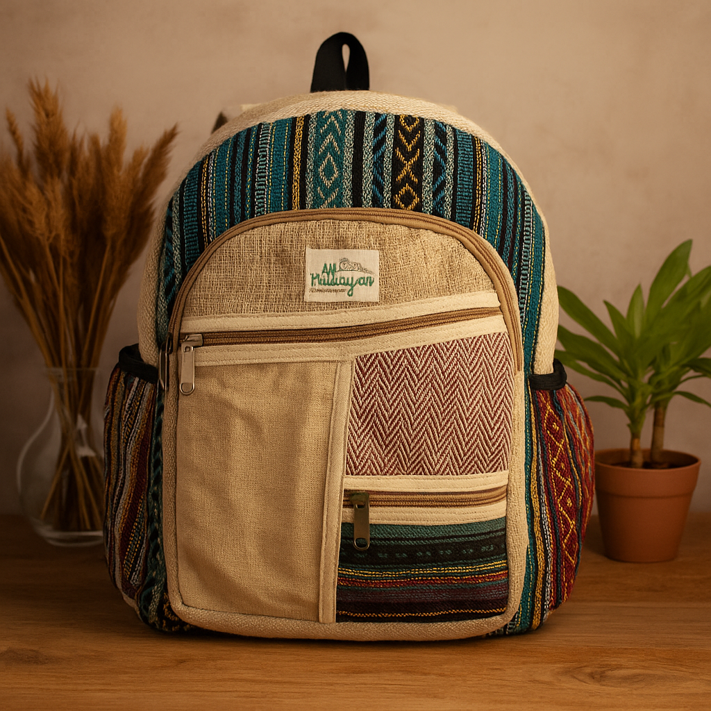 Hemp Cotton Backpack, Zigzag Zips Style