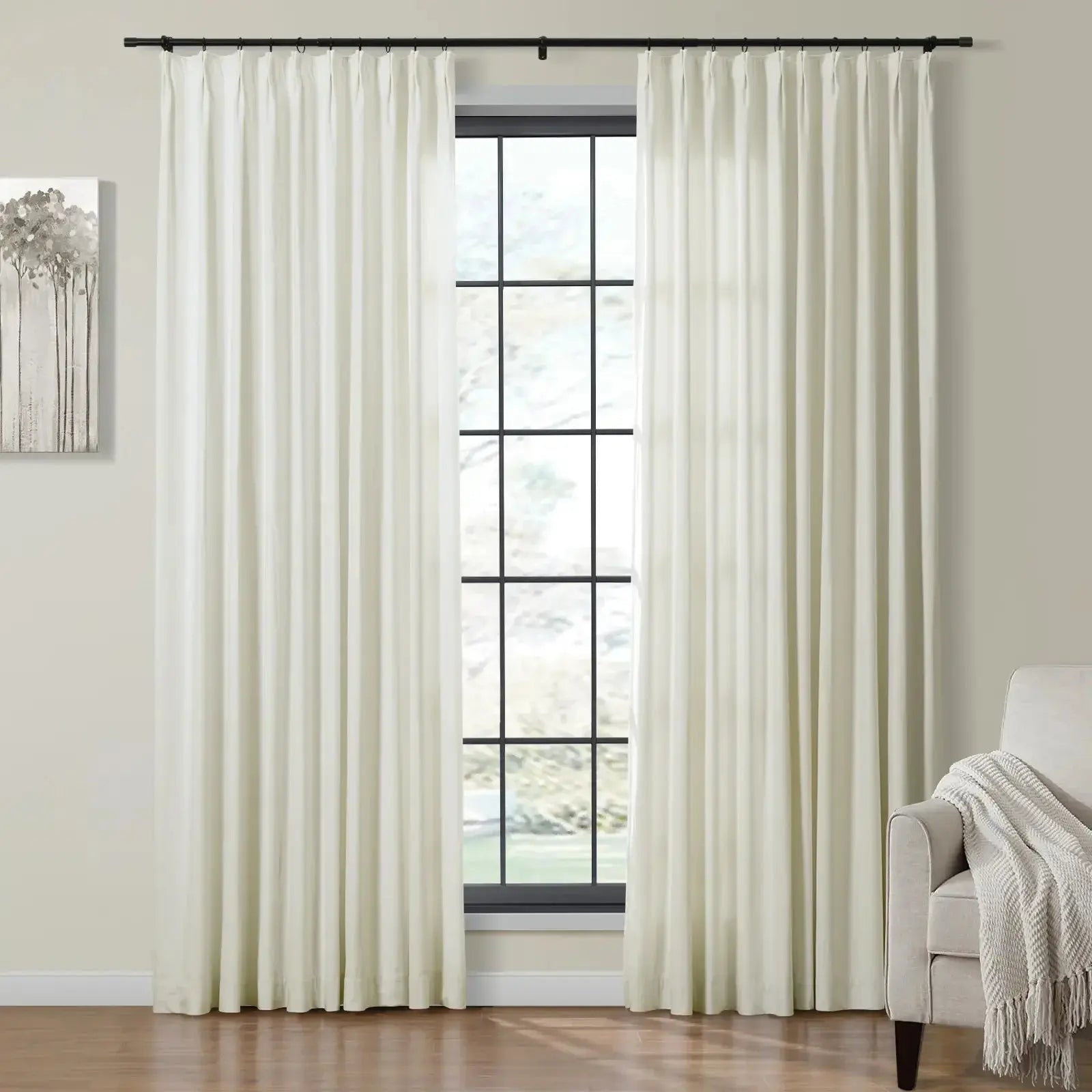 Velmor Velvet Drapes Pleated - Beige MJ11-56