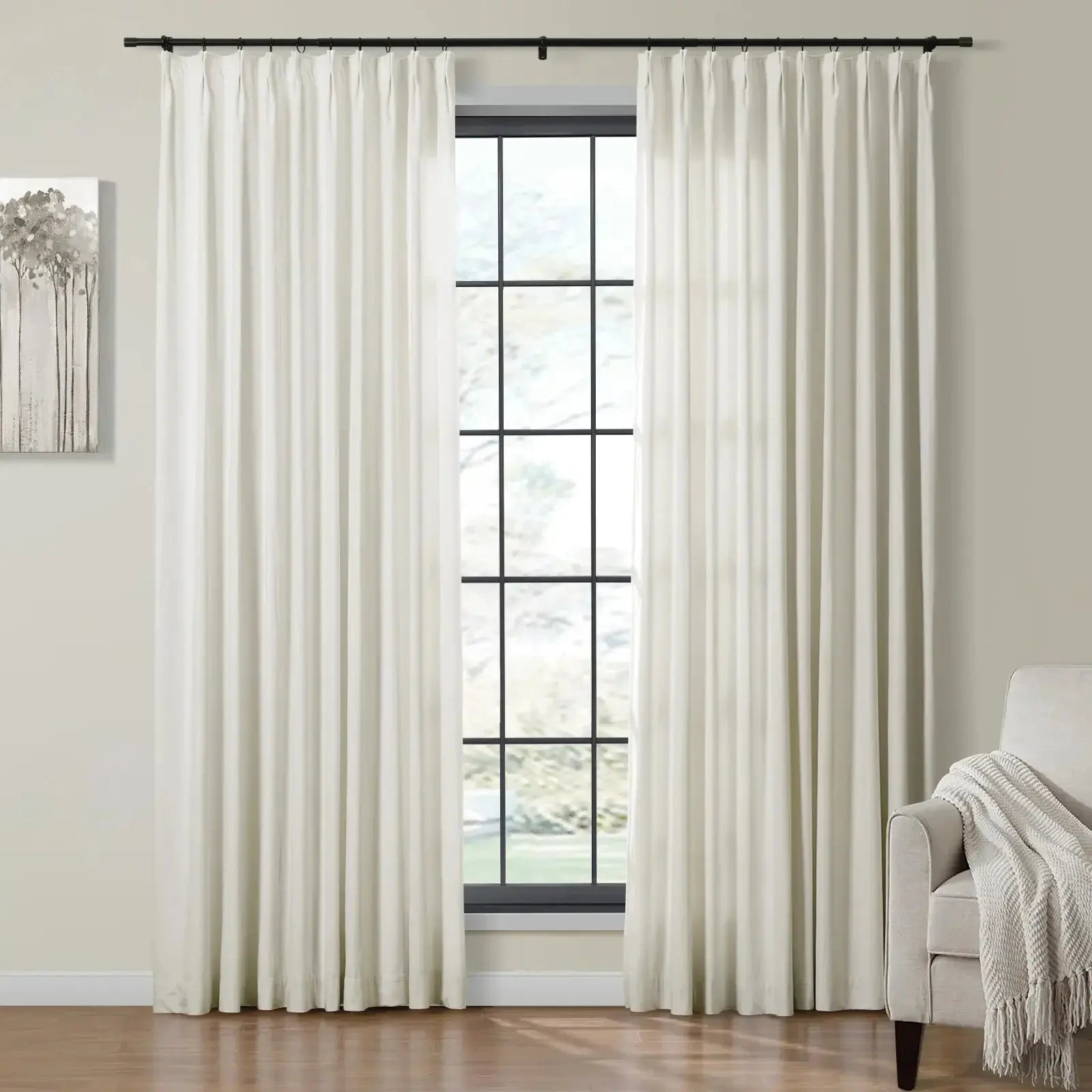 Velmor Velvet Drapes Pleated - Ivory MJ11-57