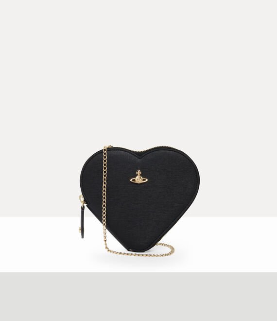 Borsa New Heart Crossbody in saffiano nera - L